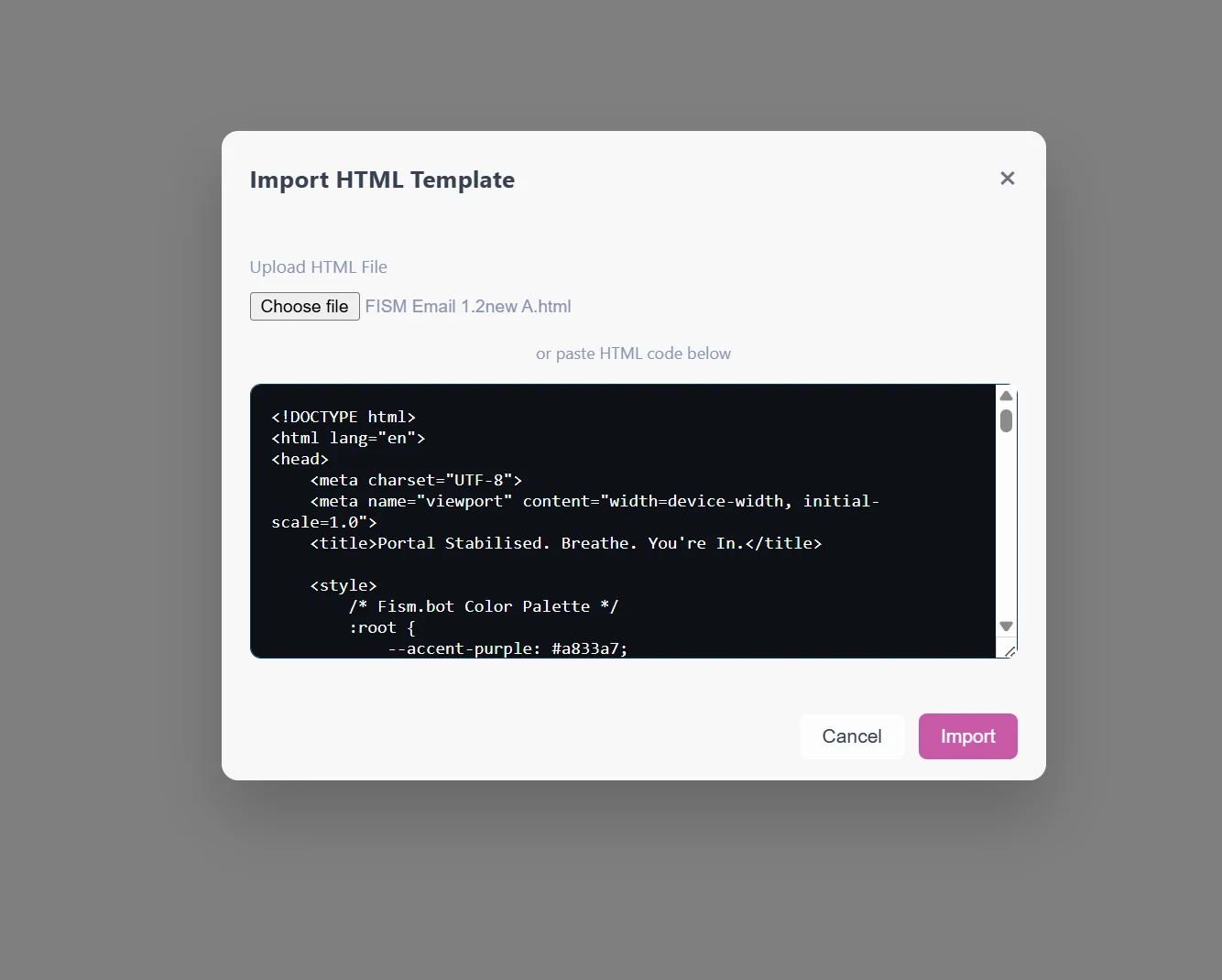 Template Builder Import