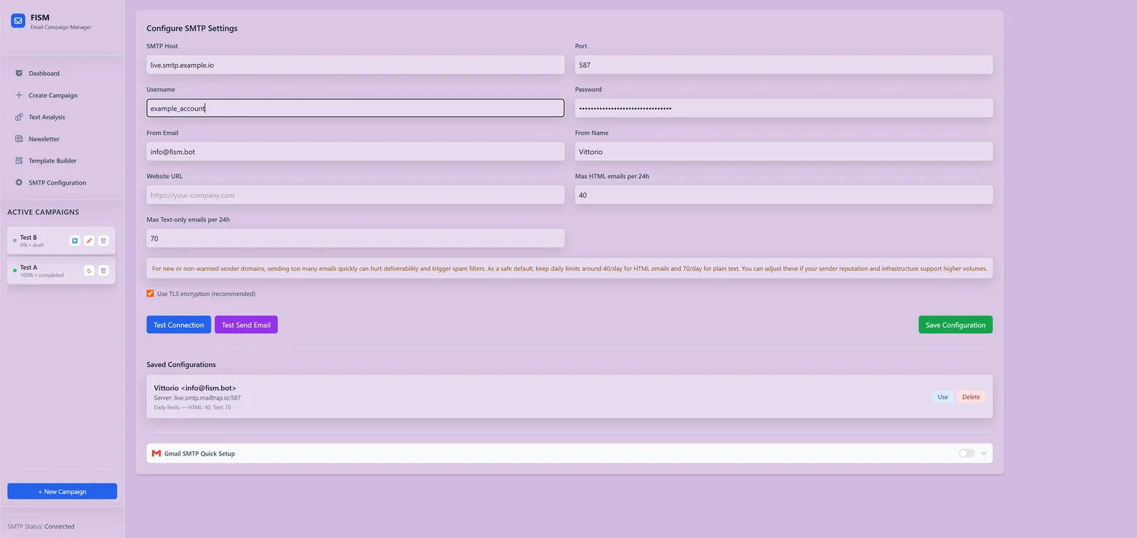 Email SMTP Configuration